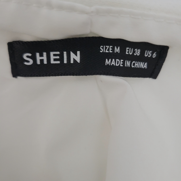 SHEIN BAE Pleated Hem Mini Blazer Dress White Polyester Slim Fit Size M - Picture 5 of 6